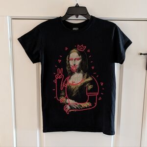 BRISCO Brands Black Mona Lisa Graffiti Graphic T-Shirt, Size S